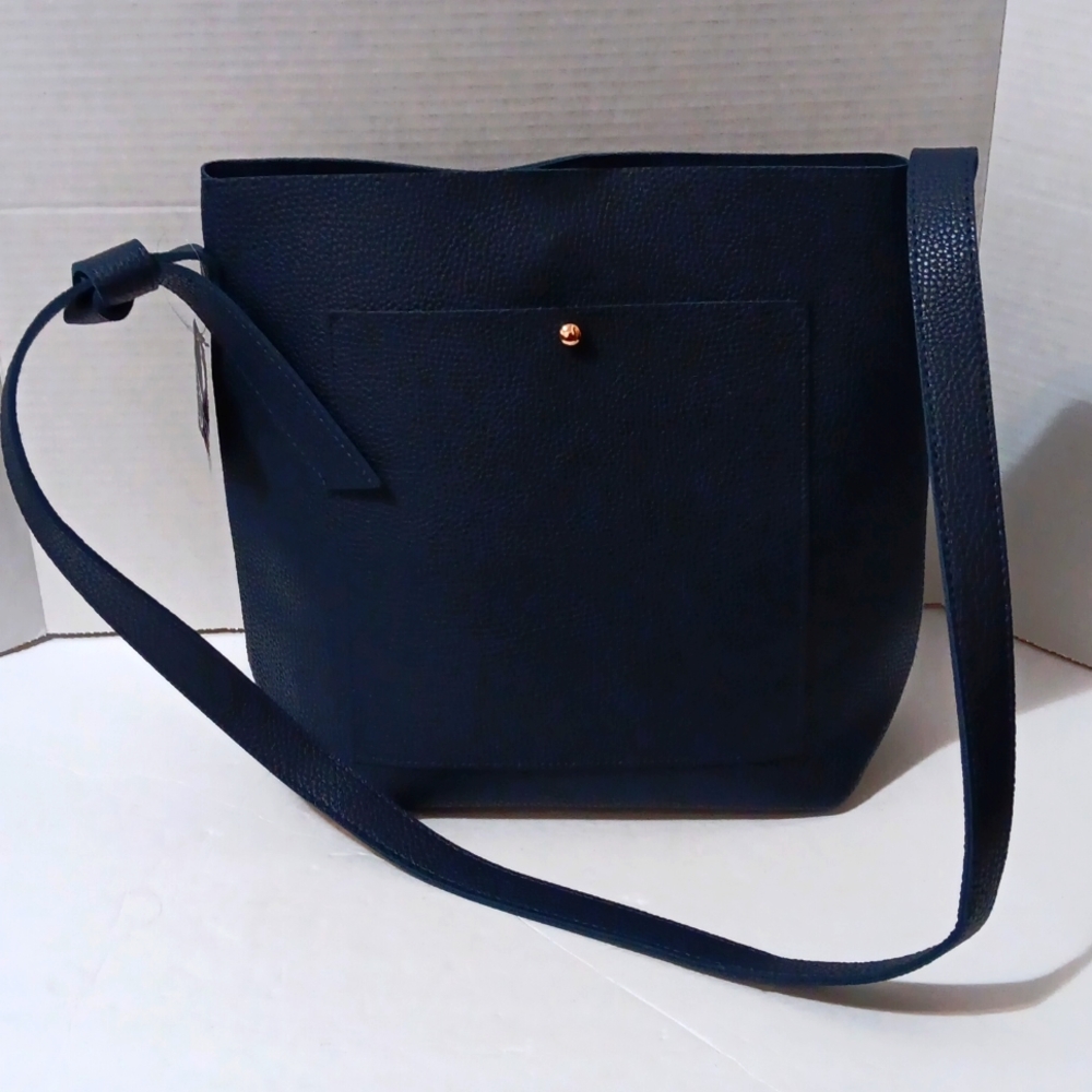 Ulta Beauty Dark Navy‎ Blue leather Tote Bag